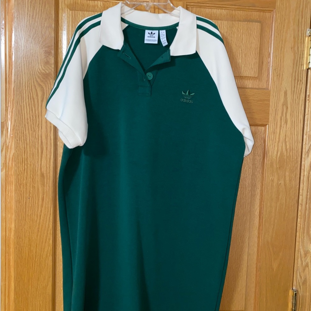 Adidas Green and White Polo Dress